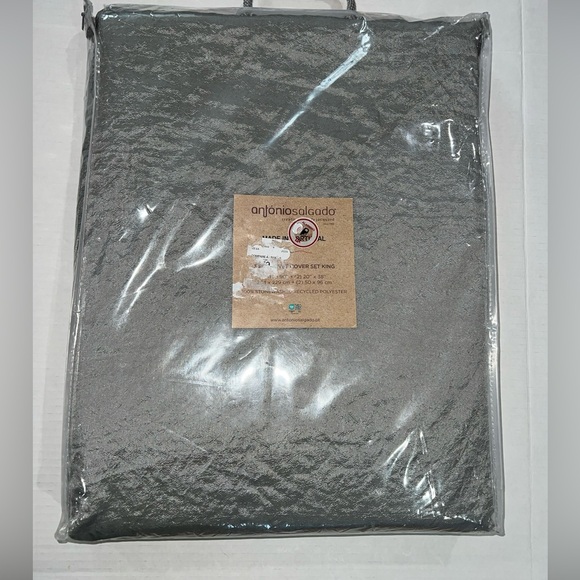 Antonio Salgado made in Portugal king duvet cover set new grey gray - Picture 1 of 4